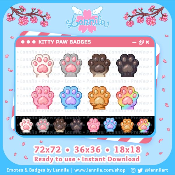 Kitty Paw Sub Badges Bit Badges for Twitch Youtube Discord