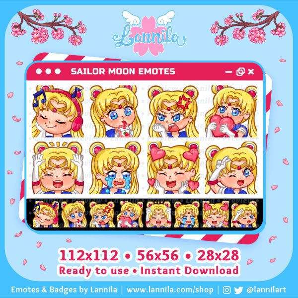 Sailor Moon Usagi Tsukino Twitch Emotes Discord Emotes