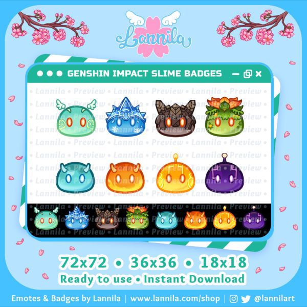 Genshin Impact Slime Twitch Sub Badges Bit Badges by Lannila